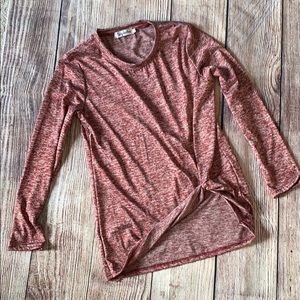 Front Knot Long Sleeve Maroon/Red Top